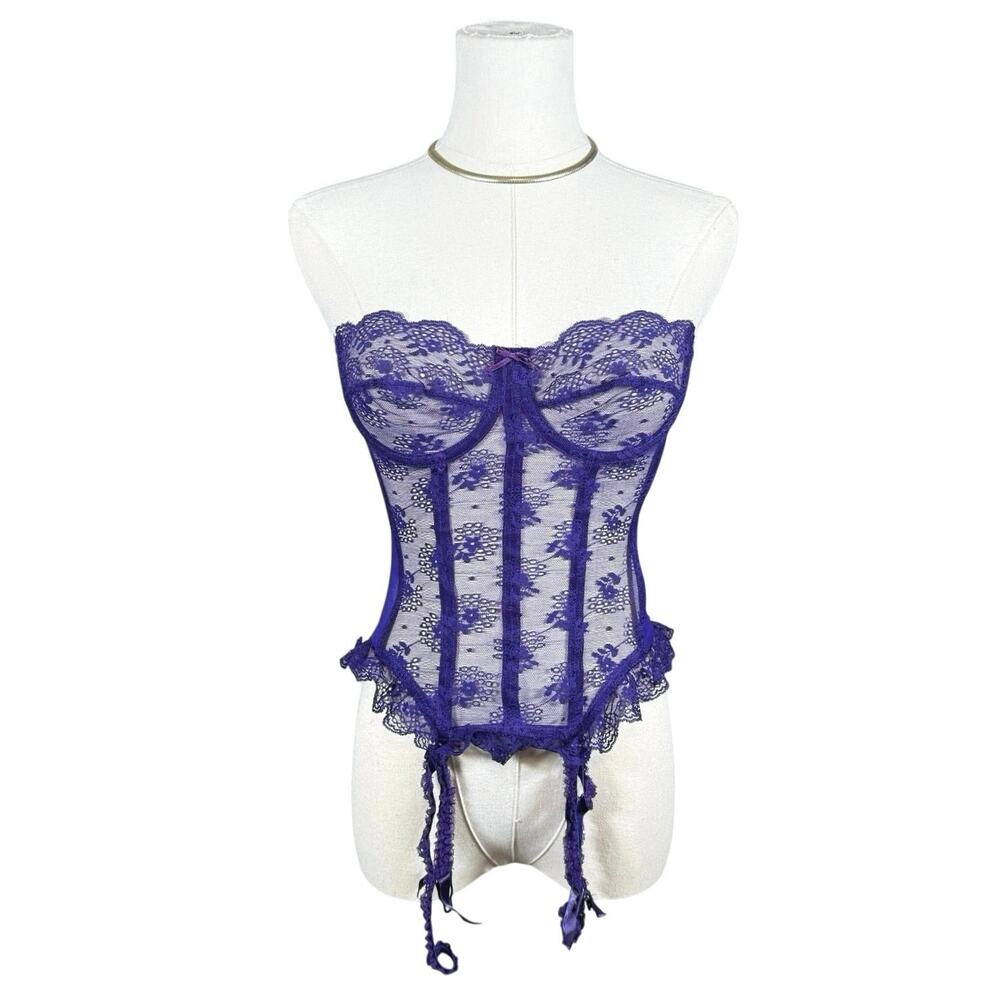 Vintage Victoria’s Secret Gold Label Purple Corset Size 32 Festival Coquette